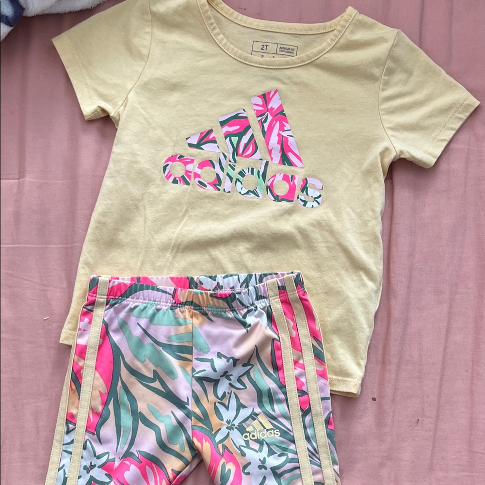 Adidas Kids Pajama Set - Light Yellow and Tropical Print